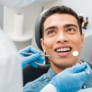 A young man getting a dental checkup