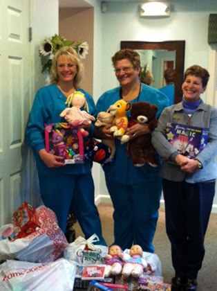 Team members at christmas toy drive