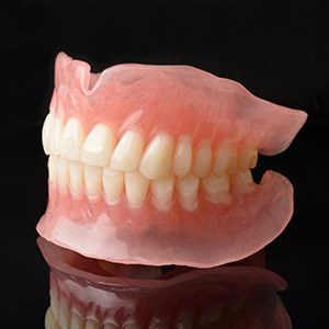 Close-up of full dentures in Haverhill, MA