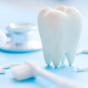 Dental instruments and molar.