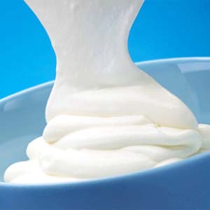 Close up of plain white yogurt