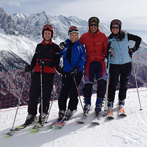 Dr. Moughan and her family skiing