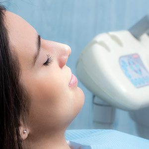 Relaxed woman in dental chair