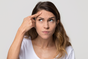a patient with forehead lines